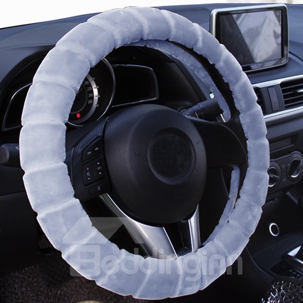 Cómodo material de felpa invierno necesario práctico cálido protector para volante de coche