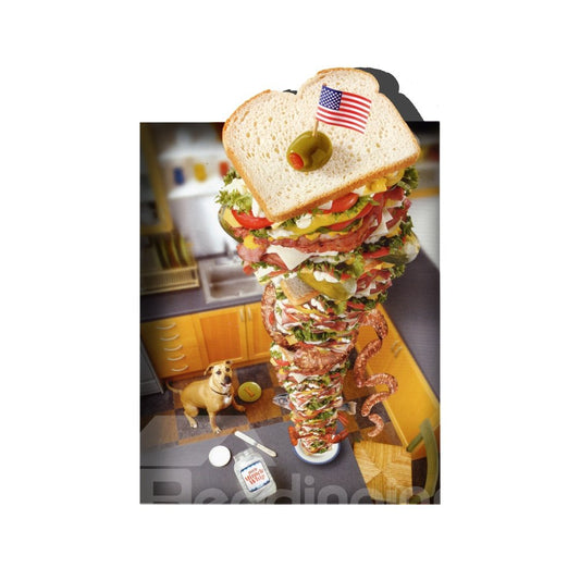 Abnehmbare 3D-Mauspad-Schreibtischaufkleber mit riesigem Sandwich-Hundemuster