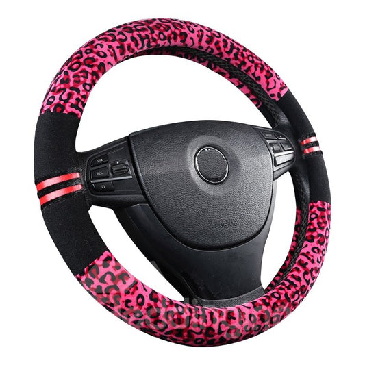 Pantherine Pattern Elegant Splicing Processing Car Steering Wheel Cover