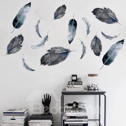 Soft Feather Shape Home Decor Removable Waterproof Wall Sticker