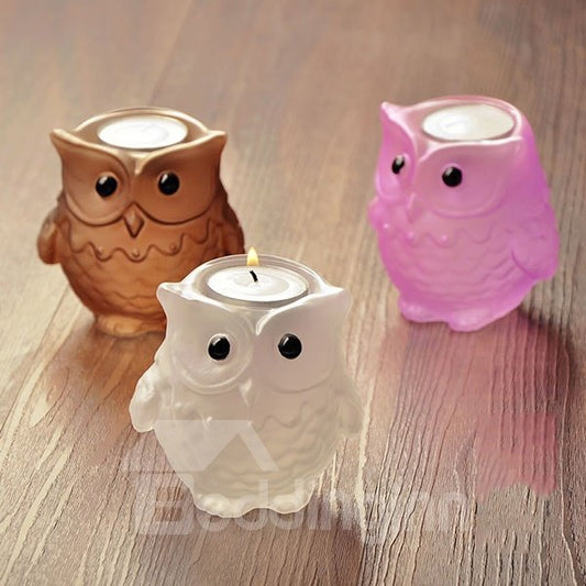 Kreativer Kerzenhalter aus Glas mit niedlichem Eulen-Design
