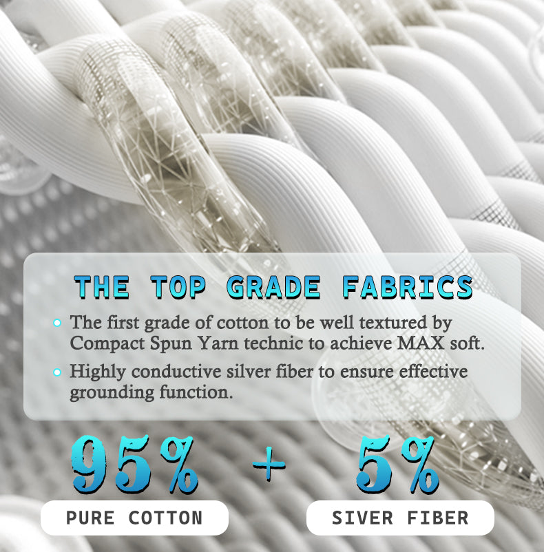 Cotton Earthing Flat Sheet with 10% Conductive Yard, Grounding Tester and Cord - 153 x 250cm