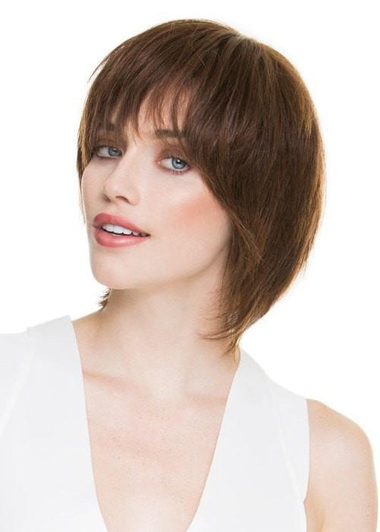 Women's Short Bob Hairstyle Slik Straight Human Hair Capless 120% 10 Inches Wigs