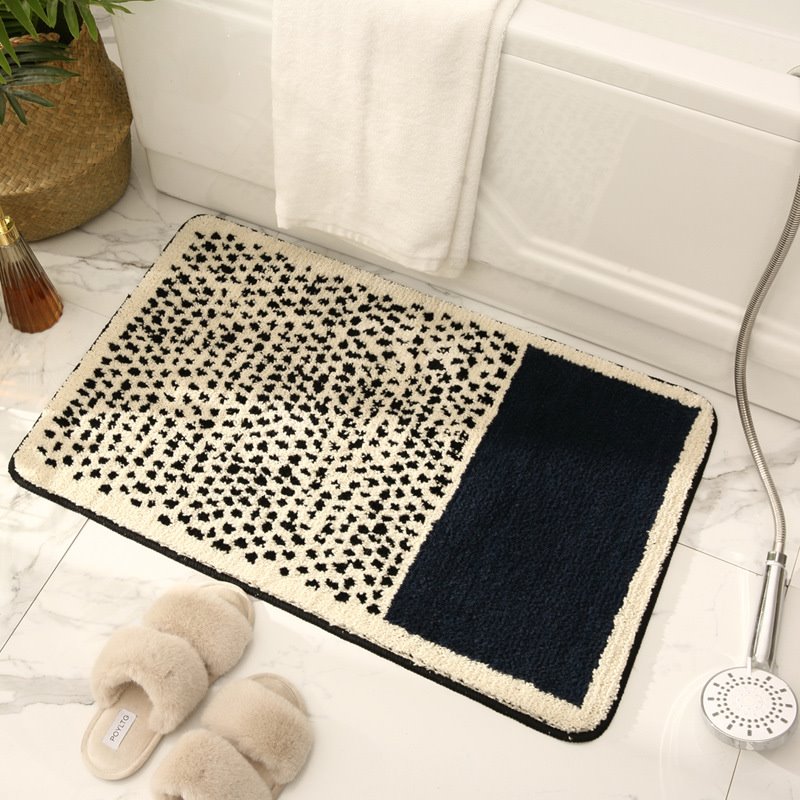 Alfombra de suelo absorbente de abstracción geométrica de estilo moderno, alfombra de baño ultrasuave de fibra fina 