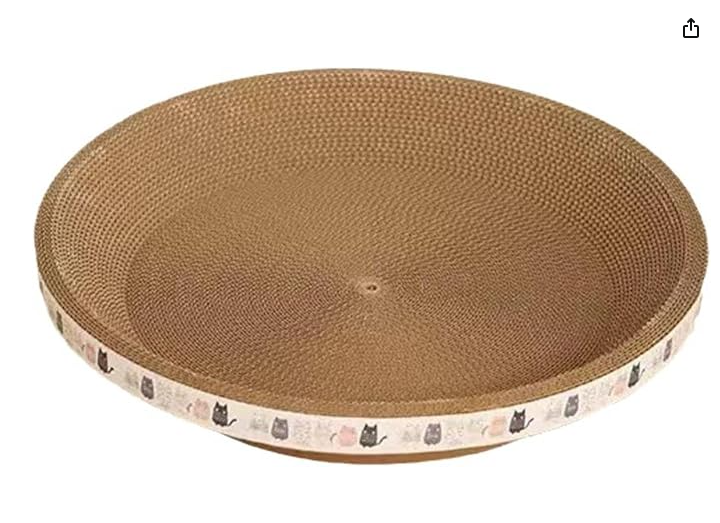 Oval Cat Scratcher Lounge for Indoor Cats, Corrugated Cardboard Cat Scratch Pad Bed, Cat Scratching Board for Scratching, Stretching, Playing and Lounging, 17 x 12 Inch (Round)