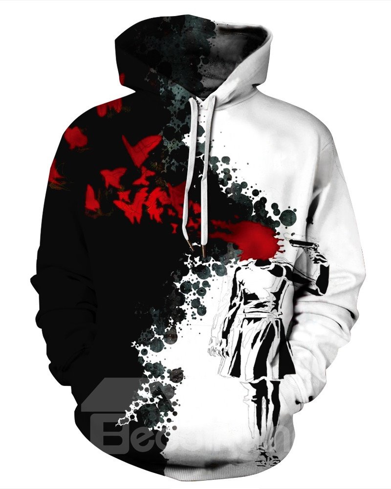 Casual Style Polyester Fastness Loose Model 3D Painted Hoodie
