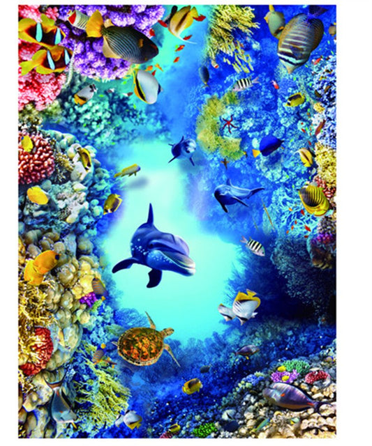 Murales de suelo con estampado de delfines en 3D, calcomanías antideslizantes e impermeables, decoración del dormitorio de los niños para el hogar