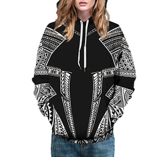 Casual Black 3D Printed Men's Hoodie Couple Outfit Unisex Pullover Hoodies Fashion Long Sleeve Loose Sweatshirt Sportswear
