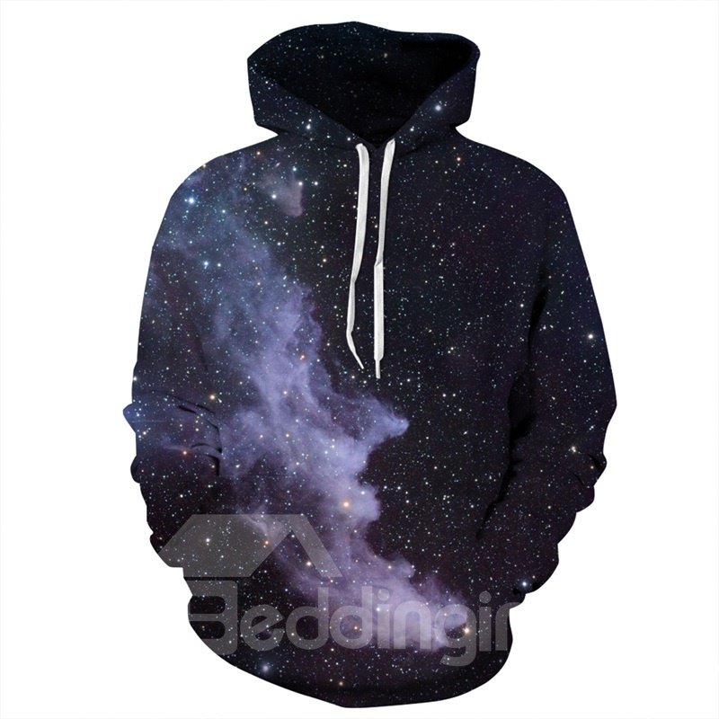 Black Star Galaxy Sky Cool Long Sleeve Polyester Pattern 3D Painted Hoodie