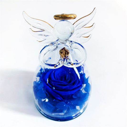 Immortal Flower Christmas Birthday Gifts for Women, Angels with Pretty Blue Roses for Wedding Thanksgiving Gifts