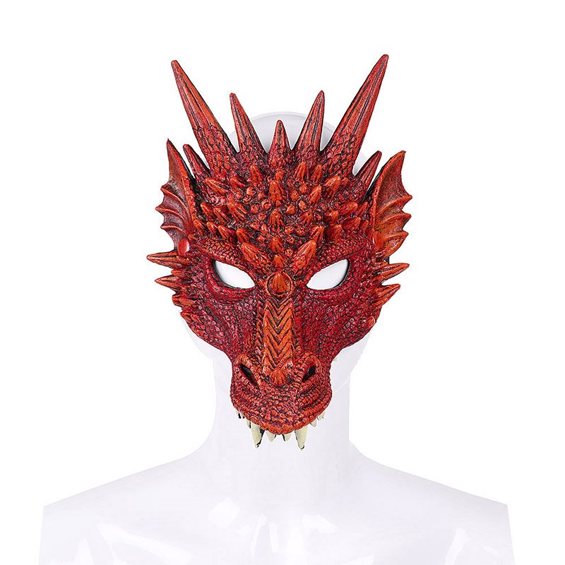 Máscara facial de terror de dragón 3D de PU realista, máscaras de animales para Cosplay, accesorios para fiesta de Halloween