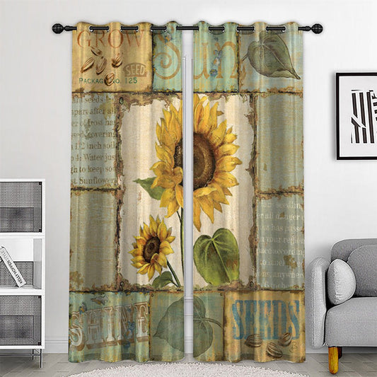 Modern Creative 3D Printed Blackout Curtains Sunflower 2 Panels Drapes for Living Room Bedroom Decoration No Pilling No Fading No off-lining Polyester