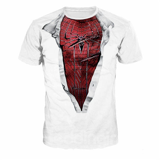 Spiderman Style Pattern Couple Round Neck 3D Painted T-Shirt