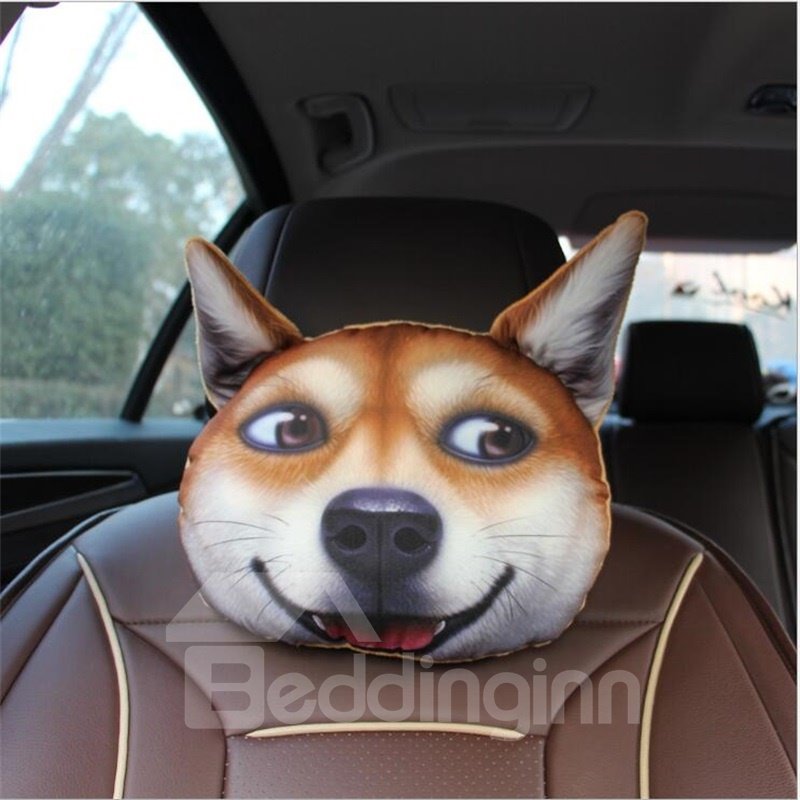 Almohada creativa para el cuello del coche con cara de animal 3D