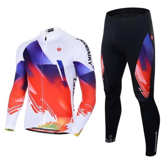 Conjunto de ropa de ciclismo para hombre Jersey de manga larga transpirable de secado rápido Blanco
