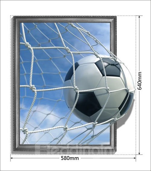 Eleganter 3D-Wandaufkleber mit Fußball, der das Tor betritt