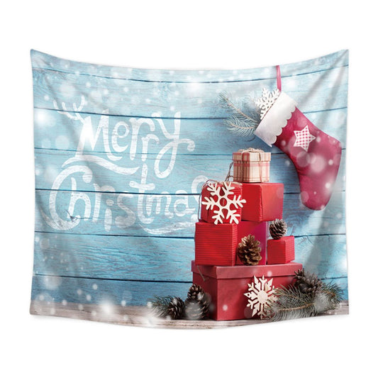 Merry Christmas Snow Stocking Winter Holiday Tapestry Wall Hanging Happy New Year Wall Wall Art Decoration for Bedroom Living Room Dorm