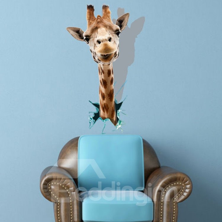 Etiqueta decorativa de la pared del modelo de la jirafa 3D encantadora y realista
