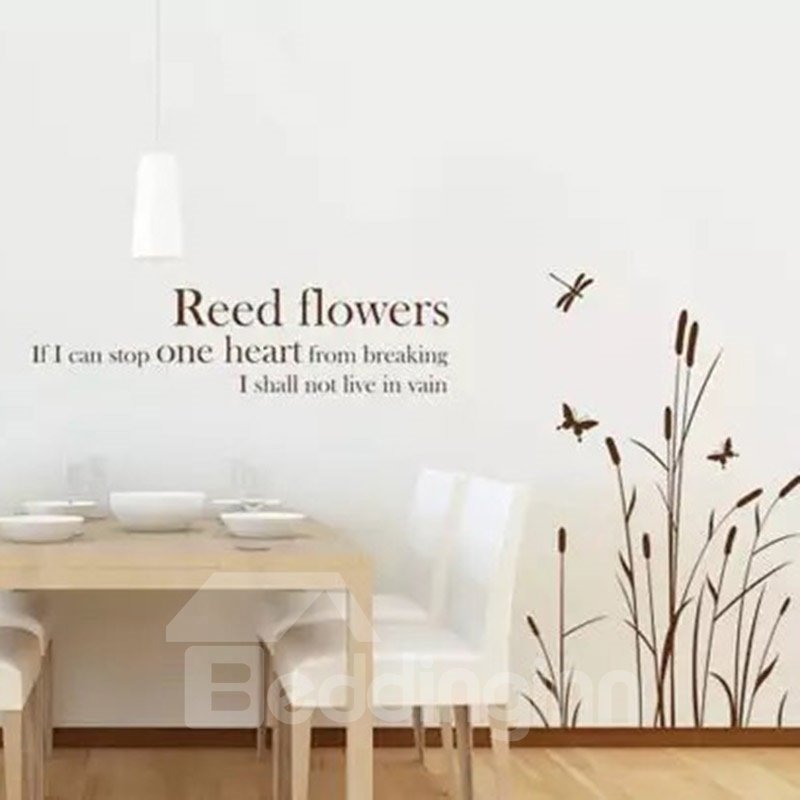 Removable Country Style Dragonfly and Reed Pattern Wall Stickers