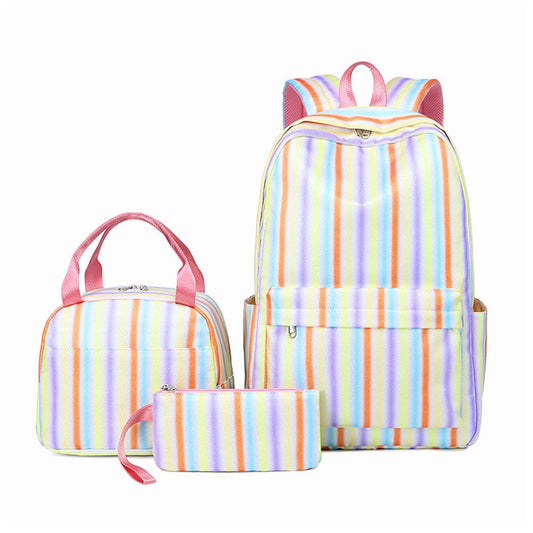 Mochilas escolares con estampado de rayas para niñas adolescentes, conjunto de mochilas ligeras e impermeables, 3 uds. 