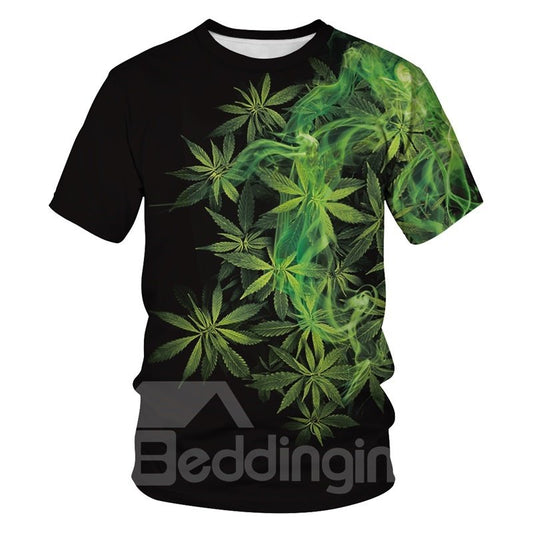 Camiseta moderna pintada en 3D con rejilla en blanco y negro y cuello redondo 