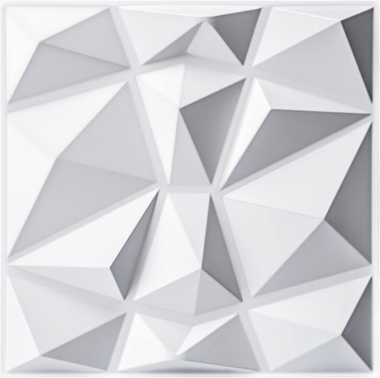 Art3d Paneles decorativos de pared 3D con diseño de diamante, 12.0 x 12.0 in, blanco mate (paquete de 33)