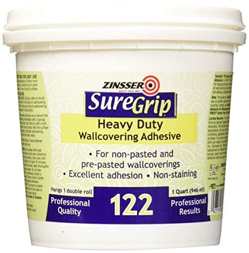 Zinsser 69384 SureGrip 122 Adhesivo para revestimientos de paredes de alta resistencia, cuarto de galón 