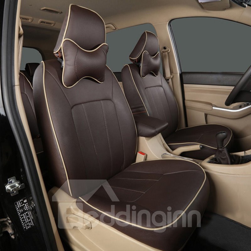 Funda de asiento de coche de material de cuero PU duradero, diseño envolvente completo, 5,7 asientos de alta calidad, ajuste personalizado