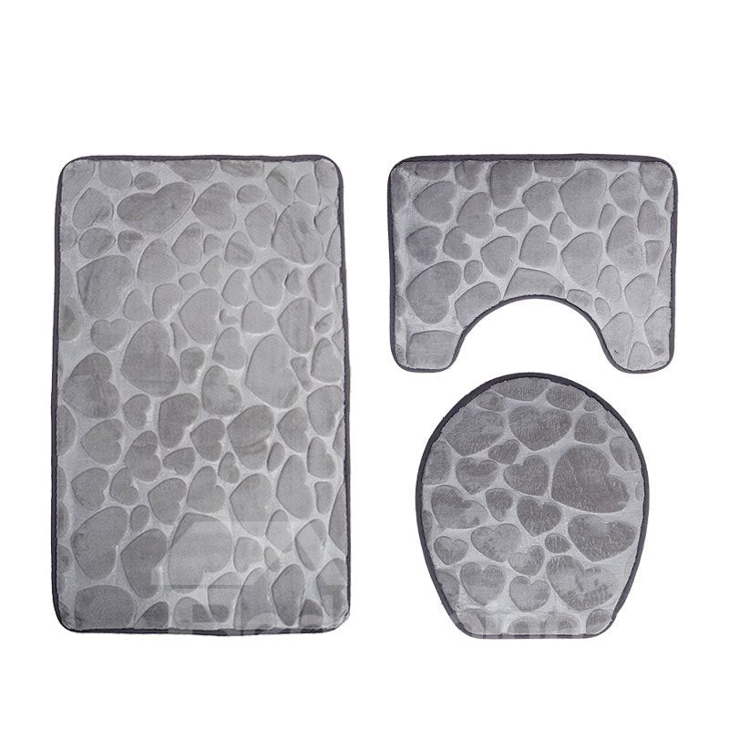 Solid Color Love Pattern Embossed 3-Piece Toilet Seat Cover