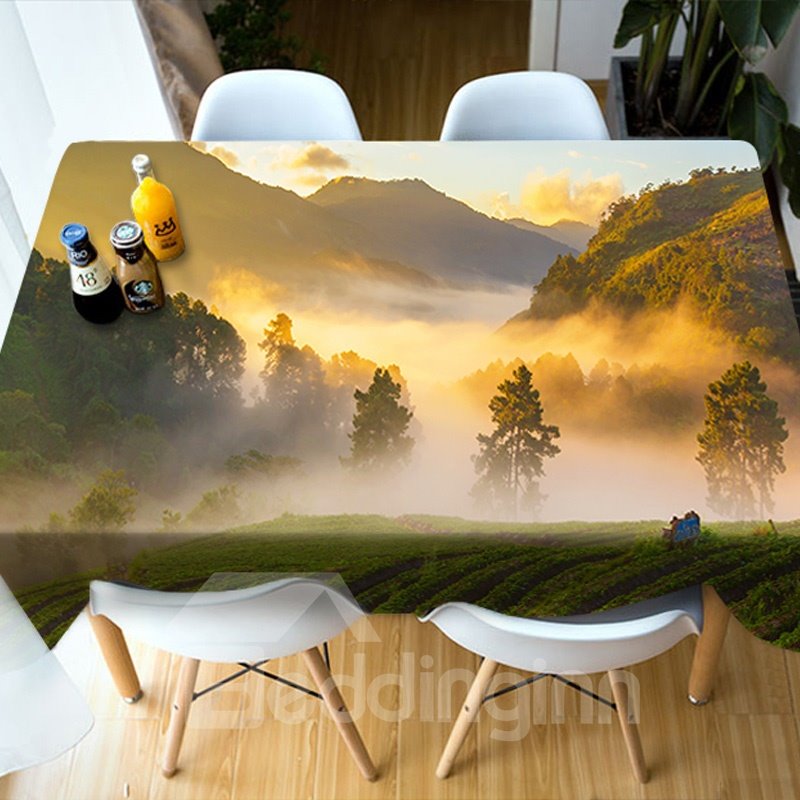 Printed Home Use European Style Rectangle Waterproof 3D Tablecloth