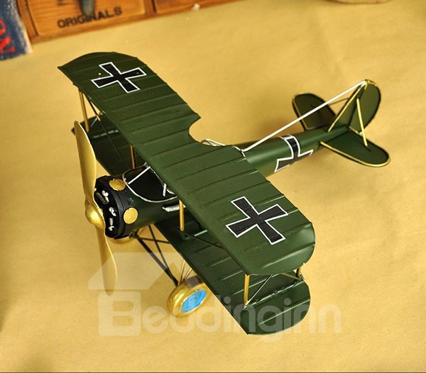 Klassische mehrfarbige Vintage-Doppeldecker-Kampfflugzeug-Modell-Desktop-Dekoration