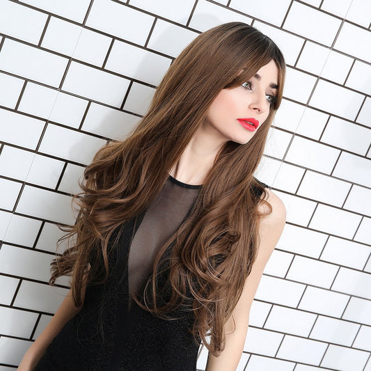 Große, lockige, kappenlose Damen-Perücke aus 130 % Kunsthaar, 61 cm, hitzebeständig, natürlich aussehende Party-Perücken, Cosplay-Perücken mit natürlichem Pony und kostenloser Perückenkappe 