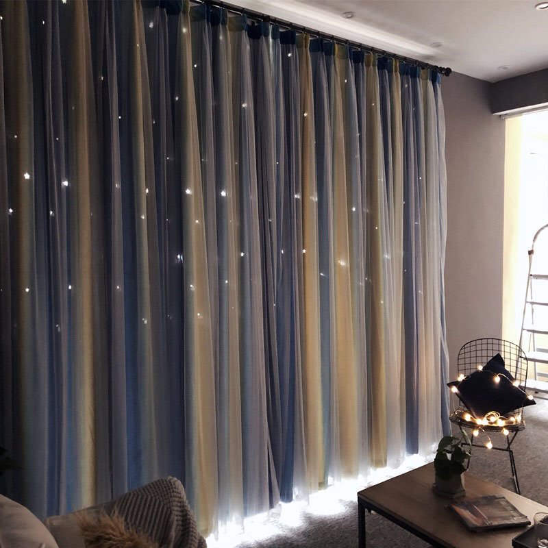 Romantic Style Star Hollowed-out Custom Blackout Curtains for Living Room Bedroom