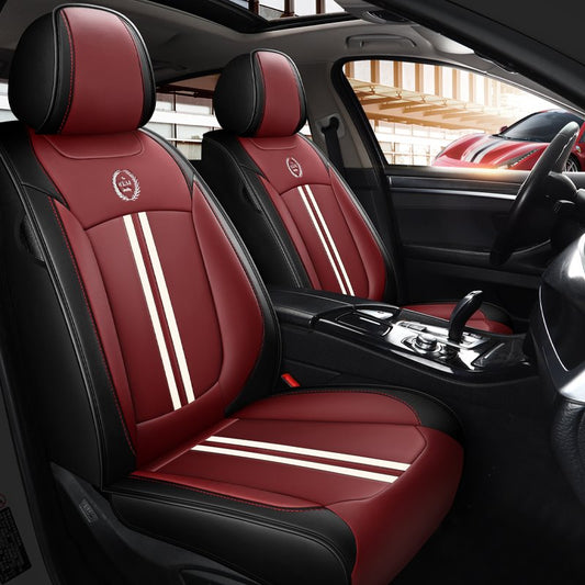 Sport Style Durable Leather 5 Seats Trendy Security Breathable and Environmentally Friendly No Odor Stain Resistant Wear Resistant Full Coverage Four Seasons Universal Seat Covers