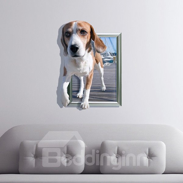Adorable Puppy Walking out of Photo 3D Wall Sticker