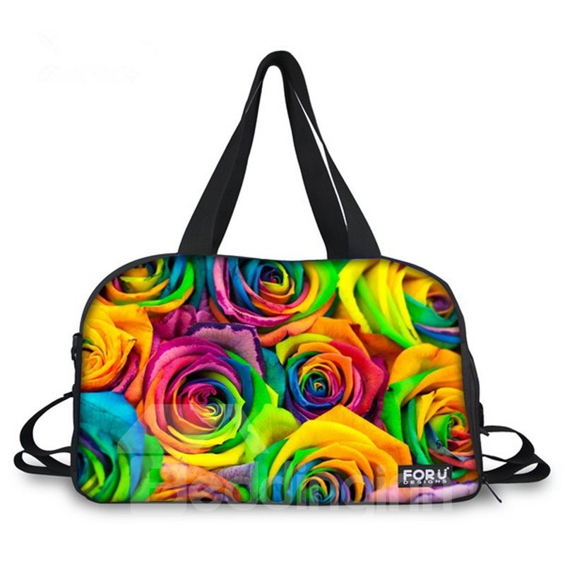 Bright Colorful Flowers Pattern 3D Painted Travel Bag