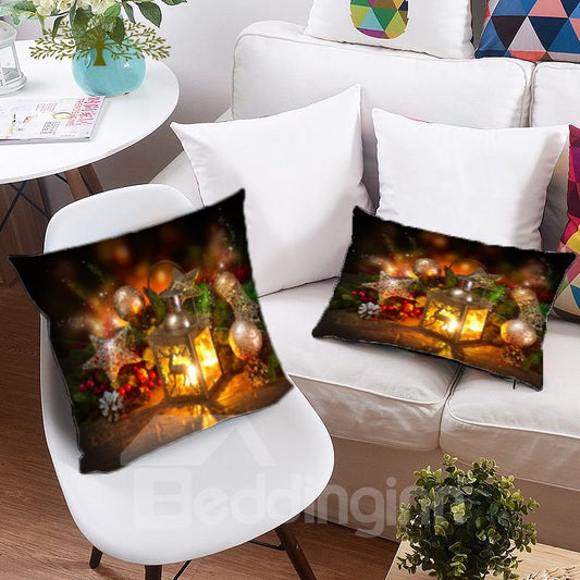 Reindeer Ornaments and Snow 3D Printing Polyester Throw Pillow