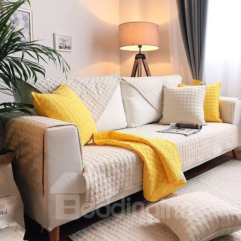 Pure Color Plain Simple Style Cotton Sofa Covers