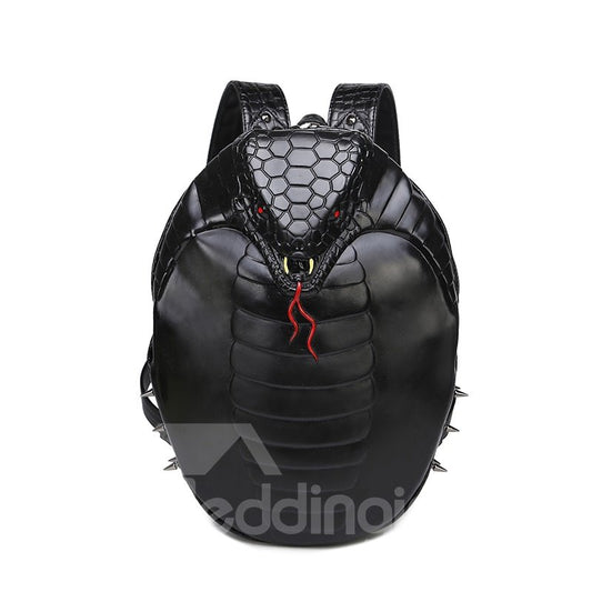 Snake King Fashion Cool PU Leather Casual Laptop Backpack