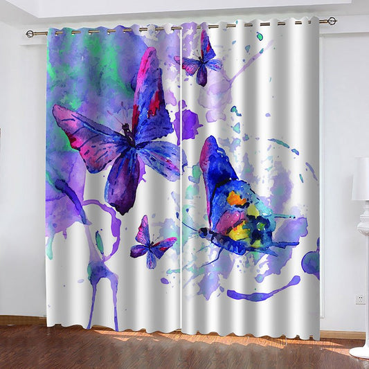 Watercolor Butterflies Blackout Window Curtains for Living Room Bedroom