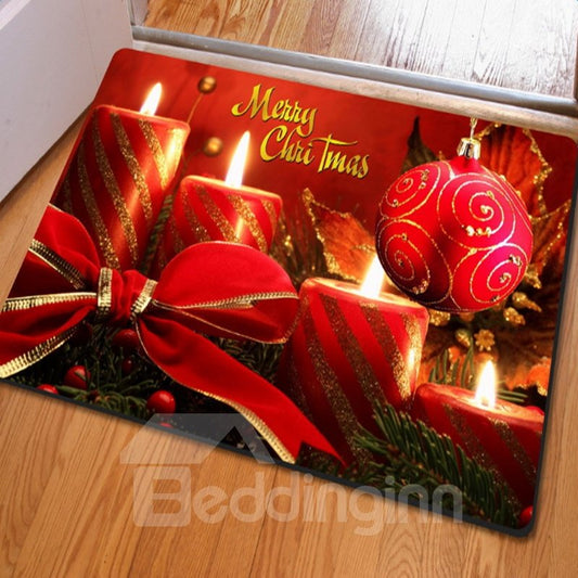 Felpudo antideslizante de decoración navideña con patrón de regalo de estilo simple rojo rectangular