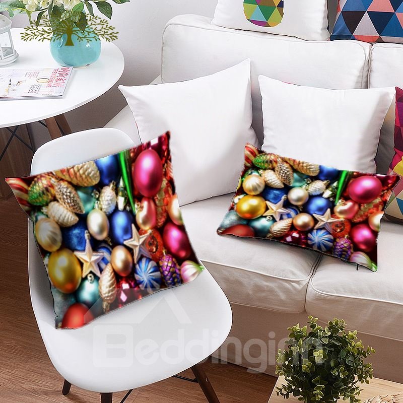 Christmas Tree and Light 3D Printing Polyester Throw Pillow
