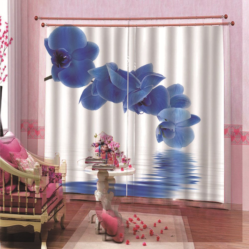 Cortinas Bauhinia con temática floral 3D, juego de 2 paneles para decoración de sala de estar, dormitorio y ventana 