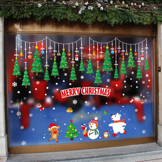 Ventana de Navidad se aferra pegatinas de PVC pegatinas de pared para ventana ciervos de Navidad muñeco de nieve de Navidad pegatinas de fiesta adornos de calcomanías