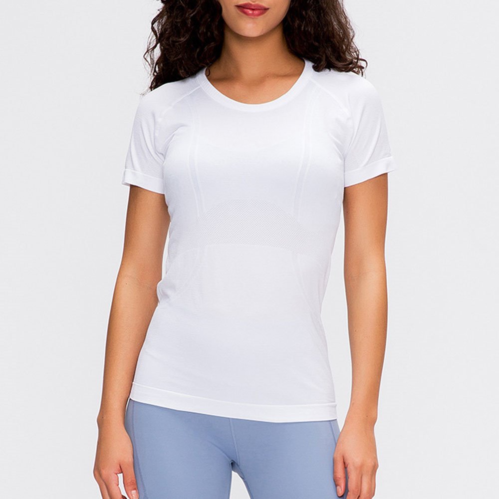 Tops de yoga para mujer Camisas de entrenamiento de fitness fluidas Ropa deportiva de manga corta