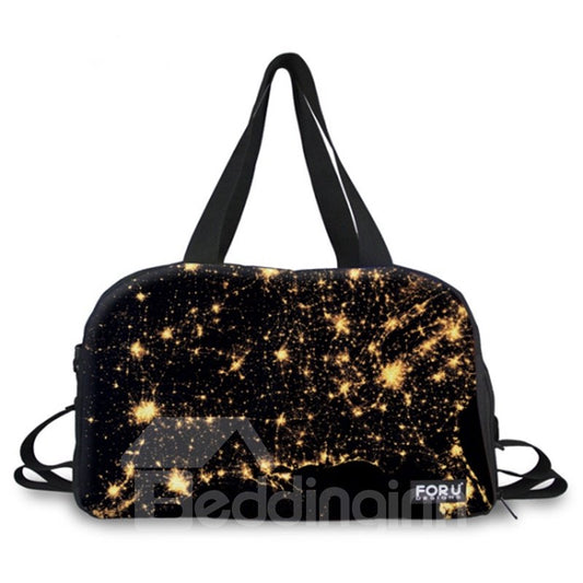 Glänzende Sterne Muster schwarz 3D bemalte Reisetasche