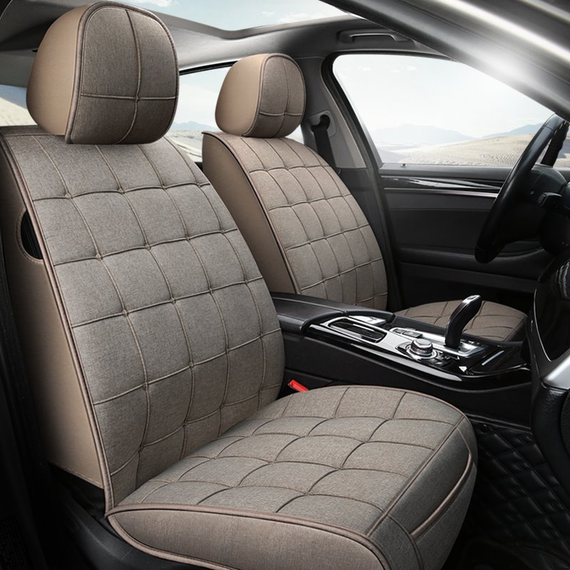 Fundas de asiento de coche modelo Grid Cobertura total Suave Resistente al desgaste Durable Agradable para la piel Resistente a los arañazos Material de tela transpirable Compatible con airbag Fundas de asiento de ajuste universal de 5 plazas 