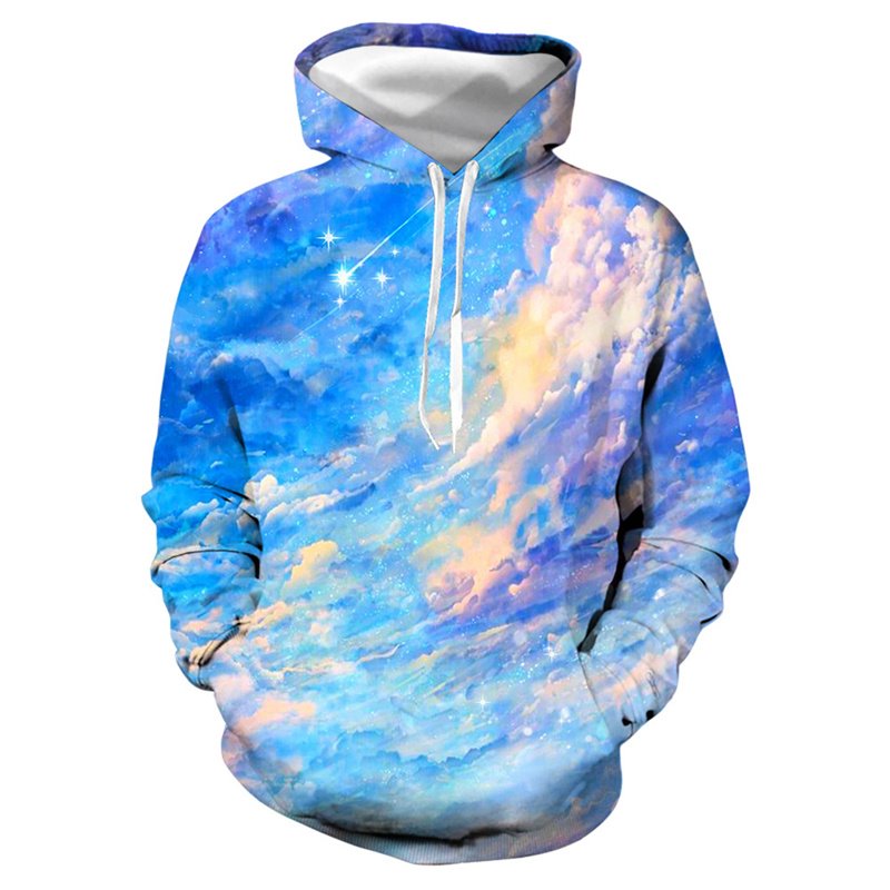 Sudadera con capucha creativa con estampado 3D para hombre, traje de pareja de cielo azul, sudaderas con capucha unisex, sudadera de poliéster suelta de manga larga a la moda, ropa deportiva