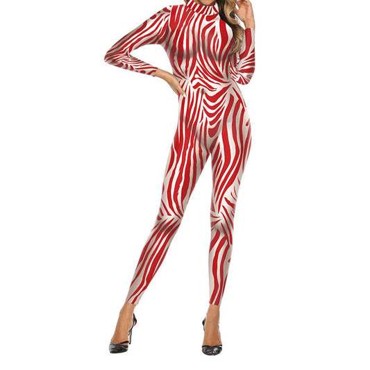 3D Neun Punkte Ärmel Rot Textur Gedruckt Cosplay Thema Party Overall Frühling Herbst Kostüme für Frauen 