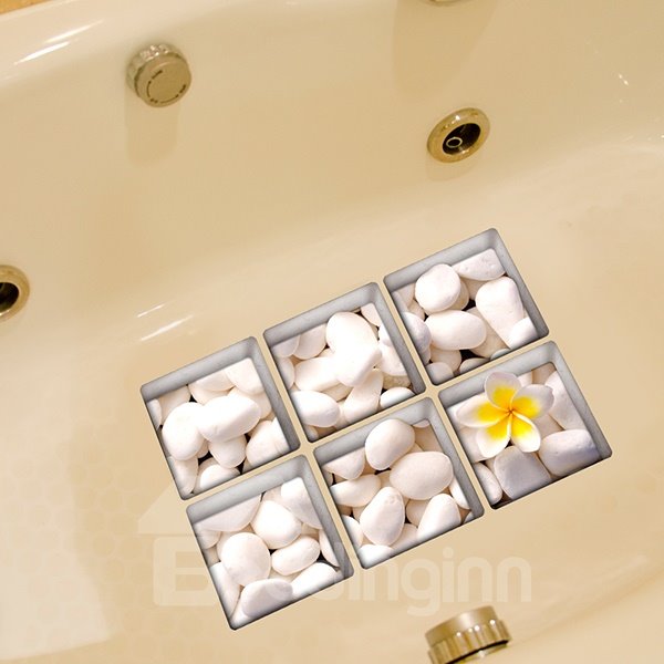 New Arrival Simple White Stone 3D Bathtub Stickers